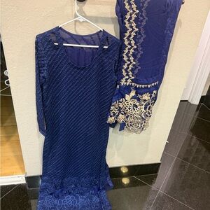 Elegant Blue Lace Dress